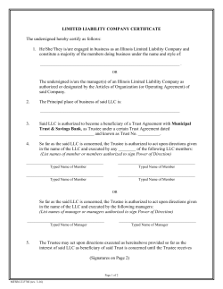 LIMITED LIABILITY COMPANY CERTIFICATE The