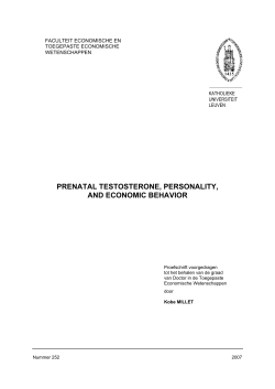 prenatal testosterone, personality, and economic behavior