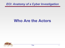 ECI: Anatomy of a Cyber Investigation Who Are the Actors