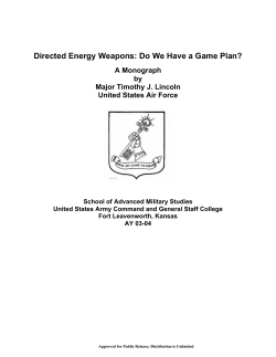 Directed Energy Weapons: Do We Have a Game Plan?
