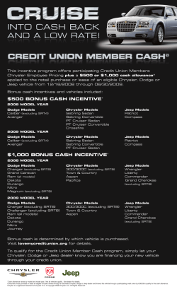 $500 BONUS CASH INCENTIVE* $1,000