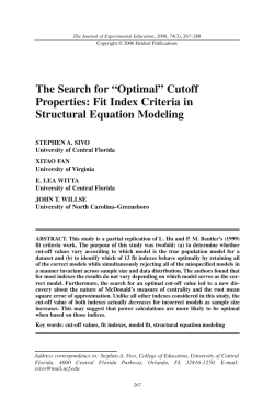 The Search for &ldquo;Optimal&rdquo; Cutoff Properties: Fit