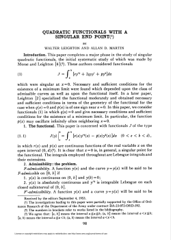 QUADRATIC FUNCTIONALS WITH A SINGULAR END POINTS)