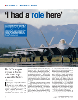 The F-22 team gets involved in finding safer, leaner ways to