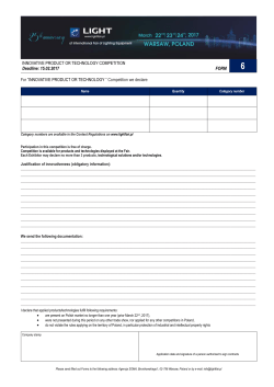 INNOVATIVE PRODUCT OR TECHNOLOGY COMPETITION Deadline