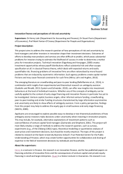 Innovation finance and perceptions of risk and uncertainty