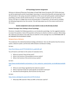 AP Psychology Summer Assignment Welcome to Advanced