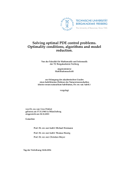 Solving optimal PDE control problems. Optimality