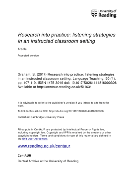 1 Research into practice: Listening strategies in an instructed