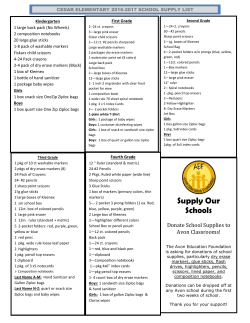 Cedar Elementary 2016-2017 School supply List