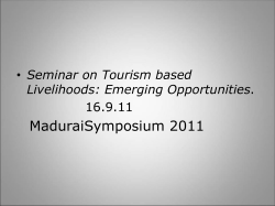 Seminar on Tourism Based Livelihoods