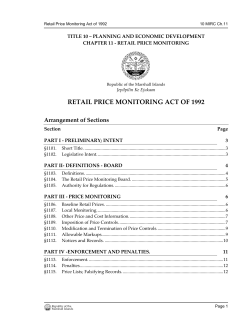 Retail Price Monitoring Act of 1992