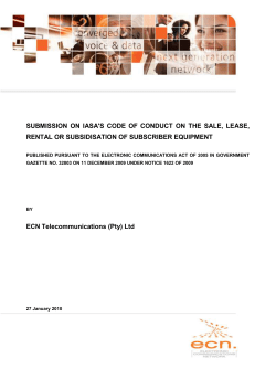 SUBMISSION ON IASA`S CODE OF CONDUCT ON THE SALE