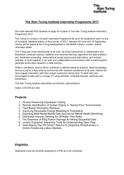 The Alan Turing Institute Internship Programme 2017 Projects