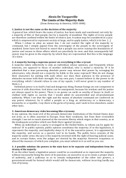 Alexis De Tocqueville The Limits of the Majority-Rule
