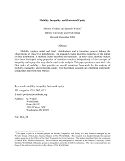 Mobility, Inequality, and Horizontal Equity Shlomo Yitzhaki and