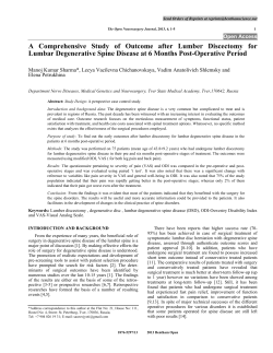 A Comprehensive Study of Outcome after Lumber