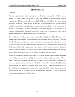 lesson plans - Positive Behavior Intervention and Supports