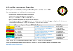 Club Coaching Support across the province