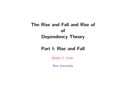 The Rise and Fall and Rise of of Dependency Theory Part I: Rise