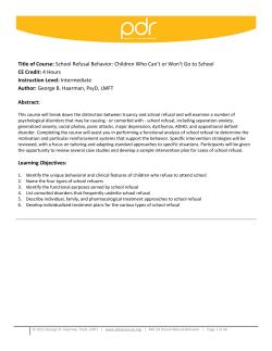 Title of Course: School Refusal Behavior: Children Who Can`t or