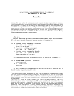QUANTIFIER-VARIABLE RELATIONS IN ROMANIAN