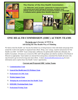 ONE HEALTH COMMISSION (OHC) ACTION TEAMS