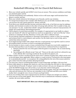 Basketball Officiating 101 for Church Ball Referees