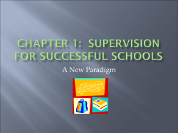 Chapter 1: Supervision for Successful Schools
