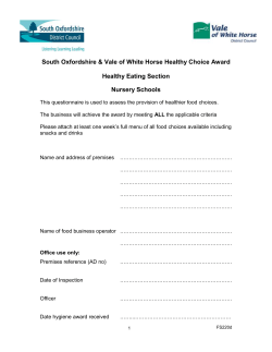 Healthy eating criteria for nursery schools