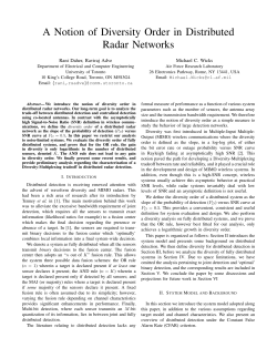 A Notion of Diversity Order in Distributed Radar