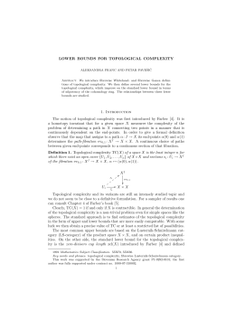 LOWER BOUNDS FOR TOPOLOGICAL COMPLEXITY 1