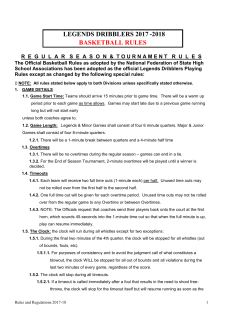 legends dribblers 2017 -2018 basketball rules