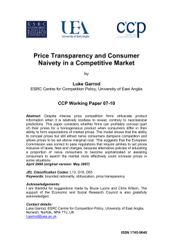Price Transparency and Consumer Naivety in a Competitive Market