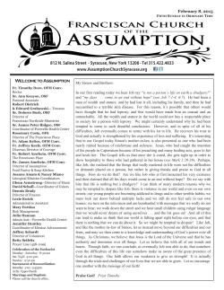 February 8, 2015 Bulletin - The Franciscan Church of the Assumption