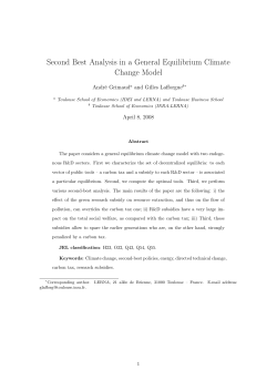 Second Best Analysis in a General Equilibrium Climate