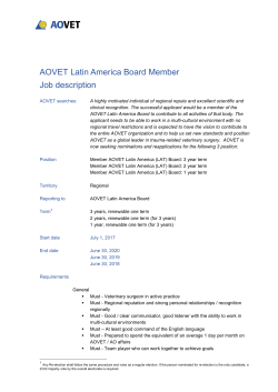 AOVET Latin America Board Member Job description