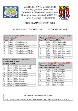 Programme of Events - Hitchin Swimming Club