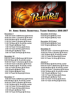 St. Anna School Basketball Teams Schedule 2016-2017