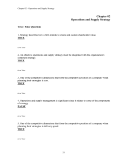 Chapter 02 Operations and Supply Strategy