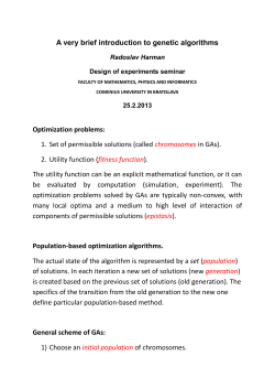A very brief introduction to genetic algorithms Optimization problems