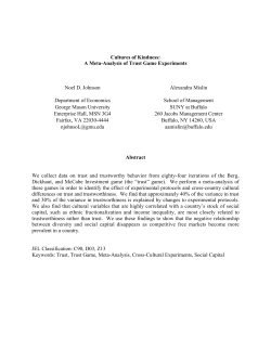 A Meta-Analysis of Trust Game Experiments Noel D. Johnson