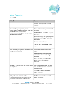 Graduate video transcript - Optometry Board of Australia