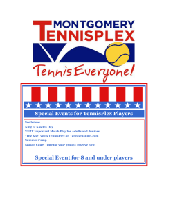 Special Events for TennisPlex Players Special Event for 8 and under