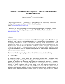 Efficient Virtualization Technique for Cloud to Achieve Optimal