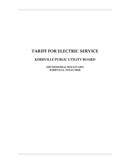 TARIFF FOR ELECTRIC SERVICE - Kerrville Public Utility Board
