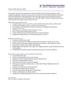 Career Profile Advisor (CPA) This dynamic role exists to provide