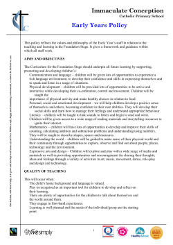 Immaculate Conception Early Years Policy