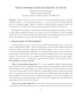 NEURAL NETWORKS: WHAT NON-LINEARITY TO CHOOSE 1