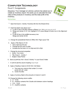 Excel 2&mdash;Activity 3